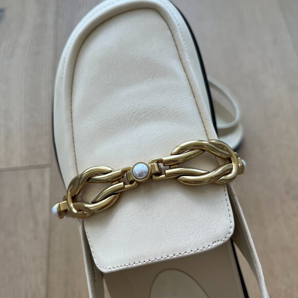 NEW Charles & Keith Pearl Cream/Light Yellow Embellished Slingback Mule - Picture 2 of 5